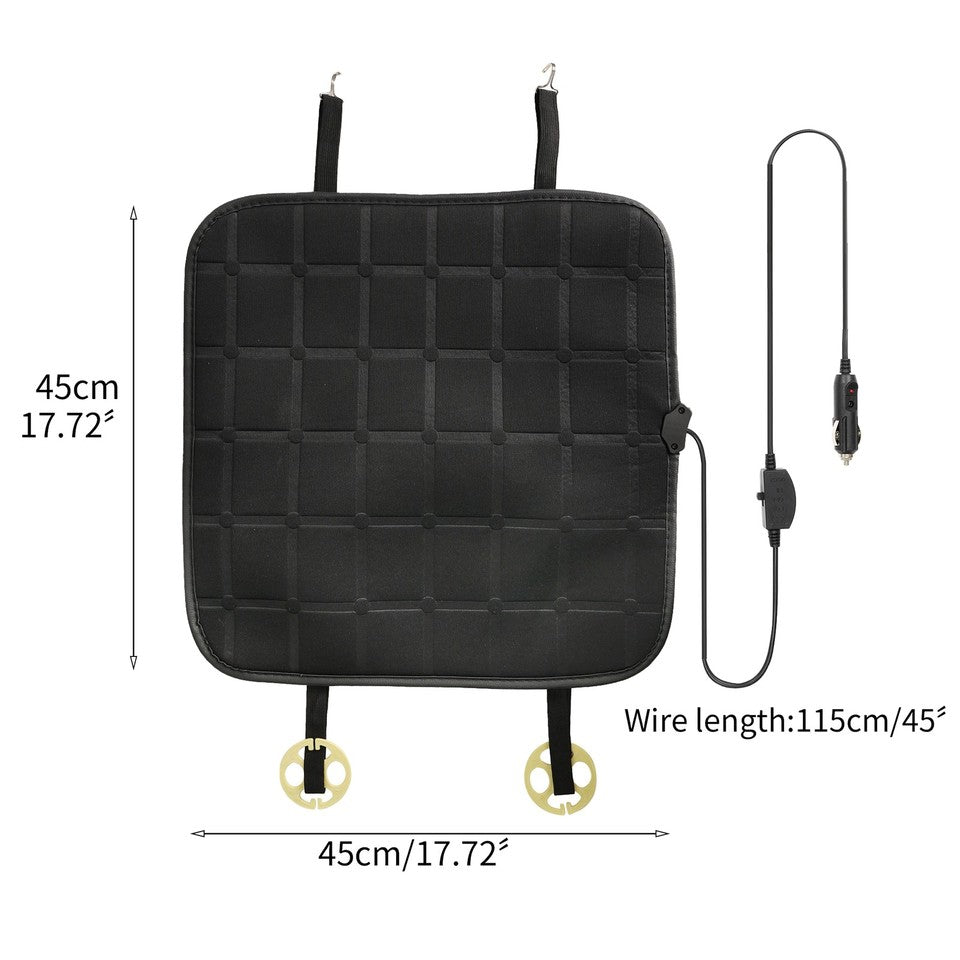Universal 12V Heated Car Seat Cover Cushion Heater Warmer Heat Winter Pad Black