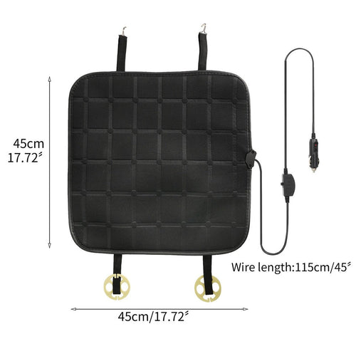 Universal 12V Heated Car Seat Cover Cushion Heater Warmer Heat Winter Pad Black