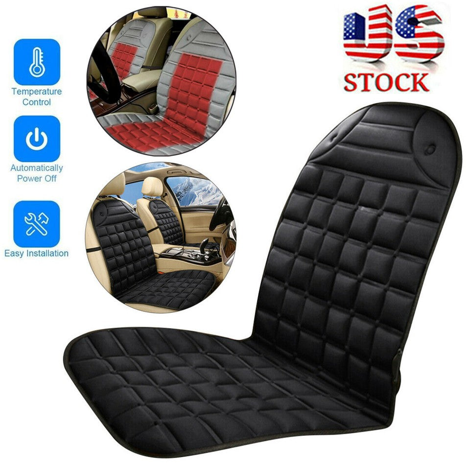 12V Car Heated Seat Cover Black/Gray Cushion Warmer Heating Warming Pad Cover US